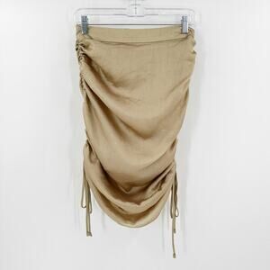 ZYA The Label Gold Lined Side Tie Ruched Pencil Straight Party Skirt Size 8